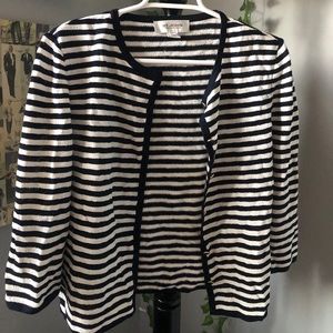 St. John Navy and White Cardigan